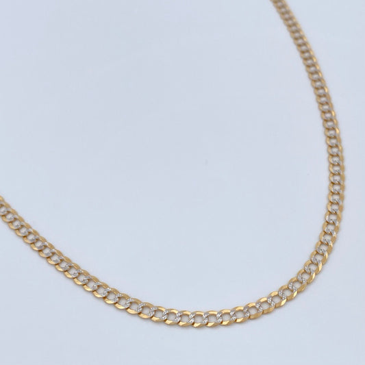 Cuban Links 5.95gr / 22 1/4 in / Two Golds Yellow White +1 18K $