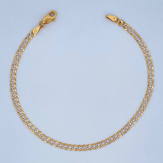 Cuban Bracelet 3.5gr / 8in / Two Tone Yellow White 18K +1 $
