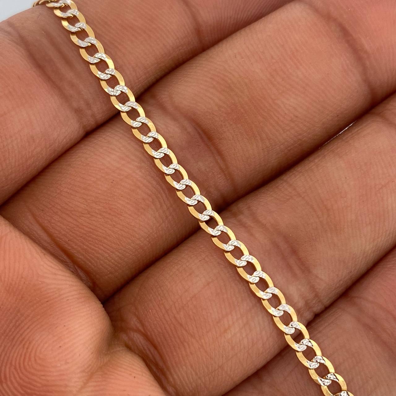 Cuban Bracelet 3.5gr / 8in / Two Tone Yellow White 18K +1 $