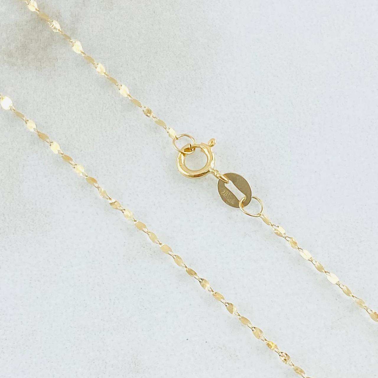 Set Chain and Mini Flower Mirror Pendant + Polished Cross 0.55gr / 18K Yellow Gold ©