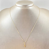 Set Cadena y Dije Mini Flor Espejo + Cruz Lisa 0.55gr / Oro Amarillo 18K