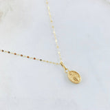 Chain and Mini Flower Mirror Pendant Set + Miraculous Virgin 0.55gr / 18K Yellow Gold