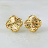 Clover Stud Earrings 3.4gr / 18K Yellow Gold Special Birthstone *