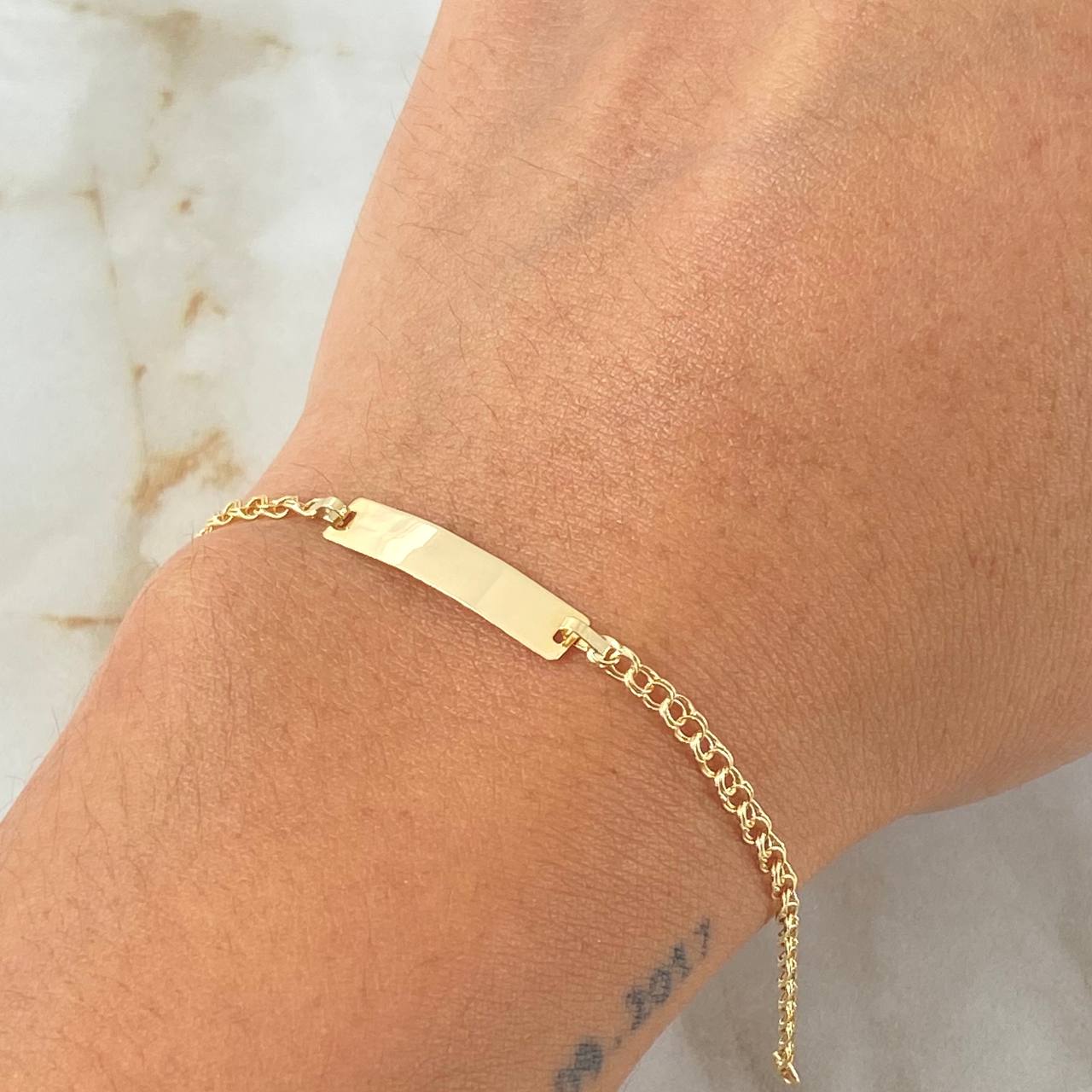 Baby Bracelet Classic Link Rectangular Plate 1.35gr / 5.9in / 18K Gold +0$