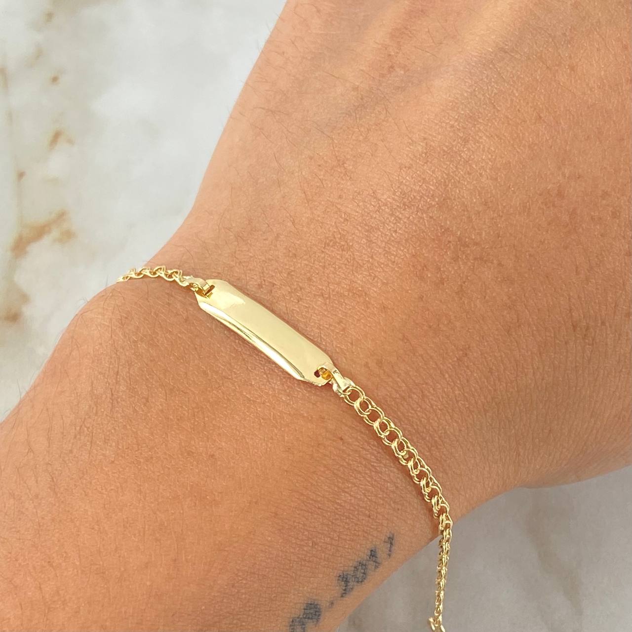 Baby Bracelet Classic Link Curved Rectangular Plate 1.35gr / 5.9in / 18K Gold +0$