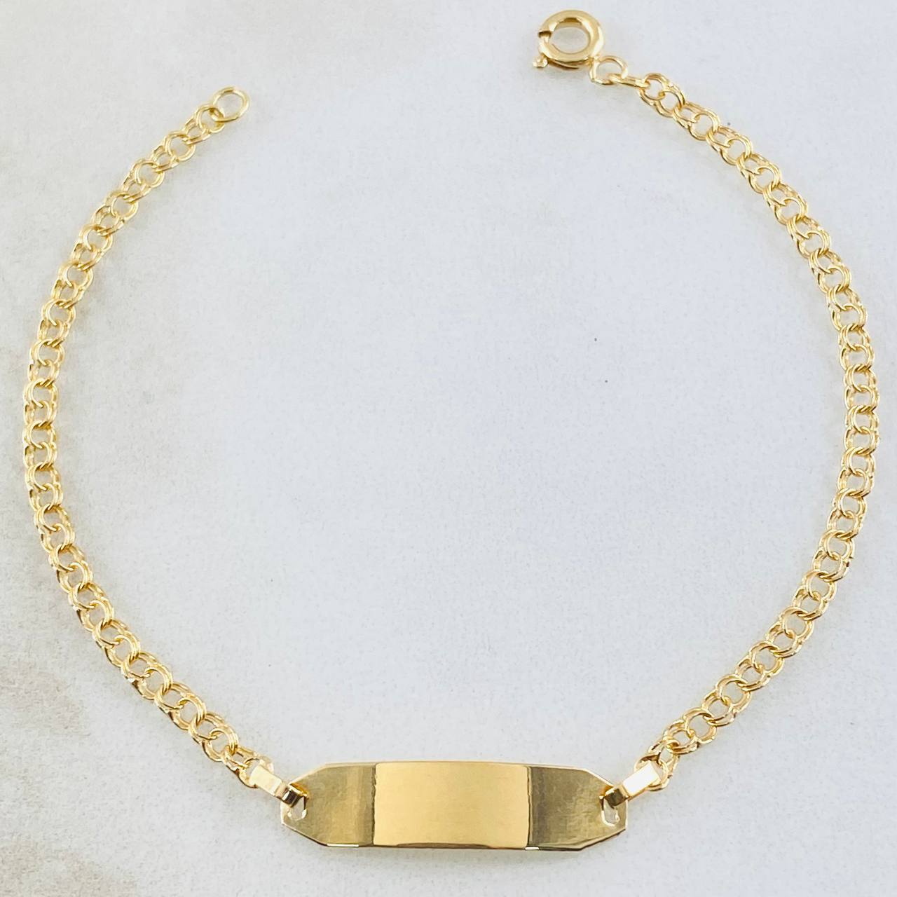 Baby Bracelet Classic Link Curved Rectangular Plate 1.4gr / 6.1in / 18K Gold +0$