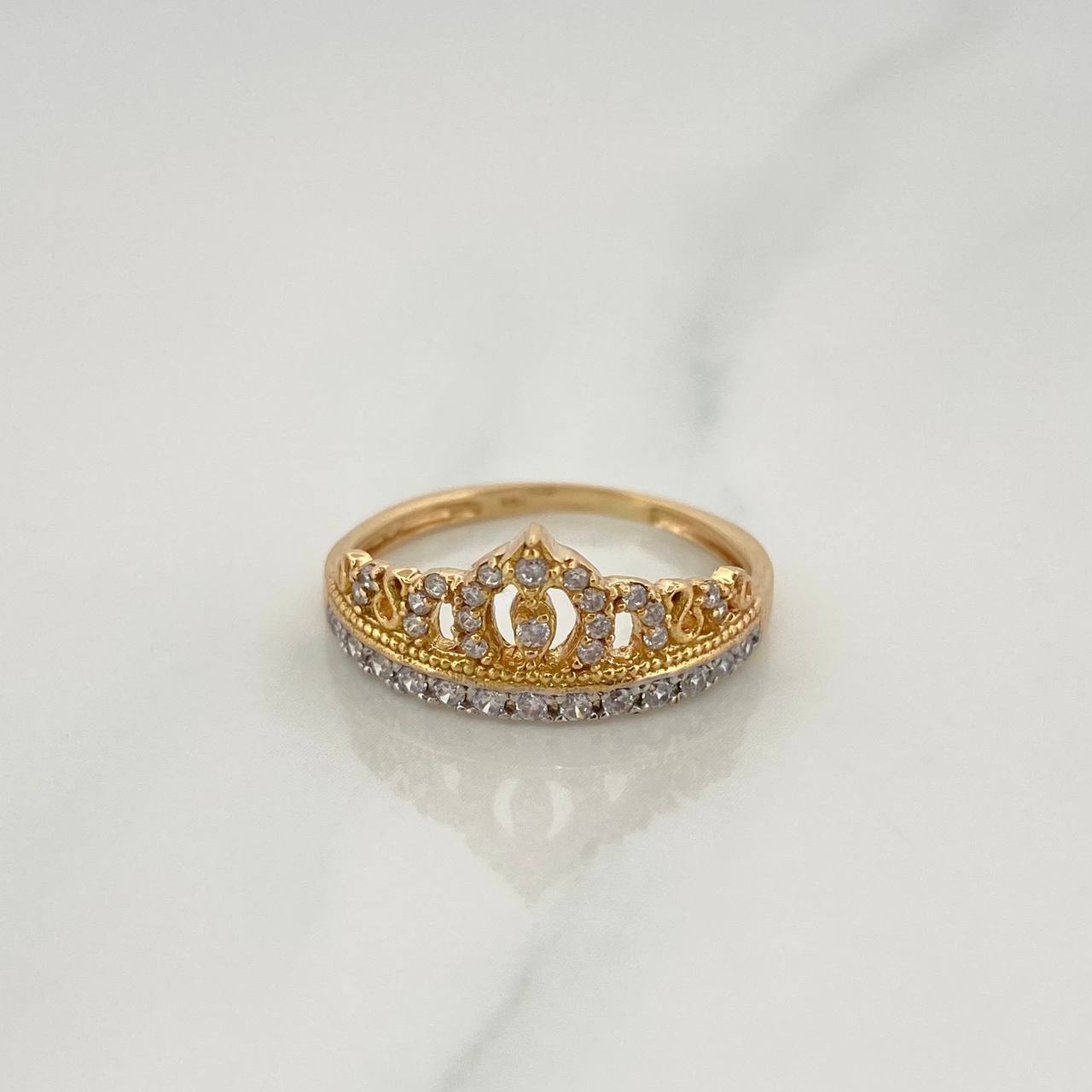 Anillo Tiara 2.15gr / T6 / 3/4 in / Dos Oros Amarillo Blanco 18K $