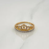 Anillo Tiara 2.15gr / T6 / 3/4 in / Dos Oros Amarillo Blanco 18K $