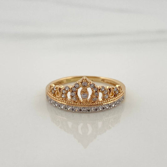 Anillo Tiara 2.2gr / T6 / 3/4 in / Dos Oros Amarillo Blanco 18K $