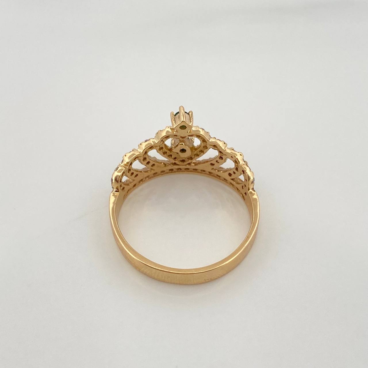 Anillo Corona 3.2gr / T6 3/4 / 3/4 in / Dos Oros Amarillo Blanco 18K $