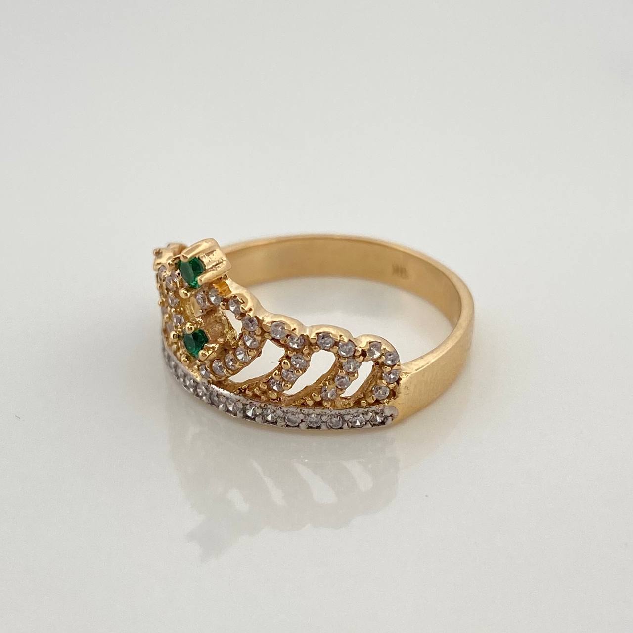 Anillo Corona 3.2gr / T6 3/4 / 3/4 in / Dos Oros Amarillo Blanco 18K $