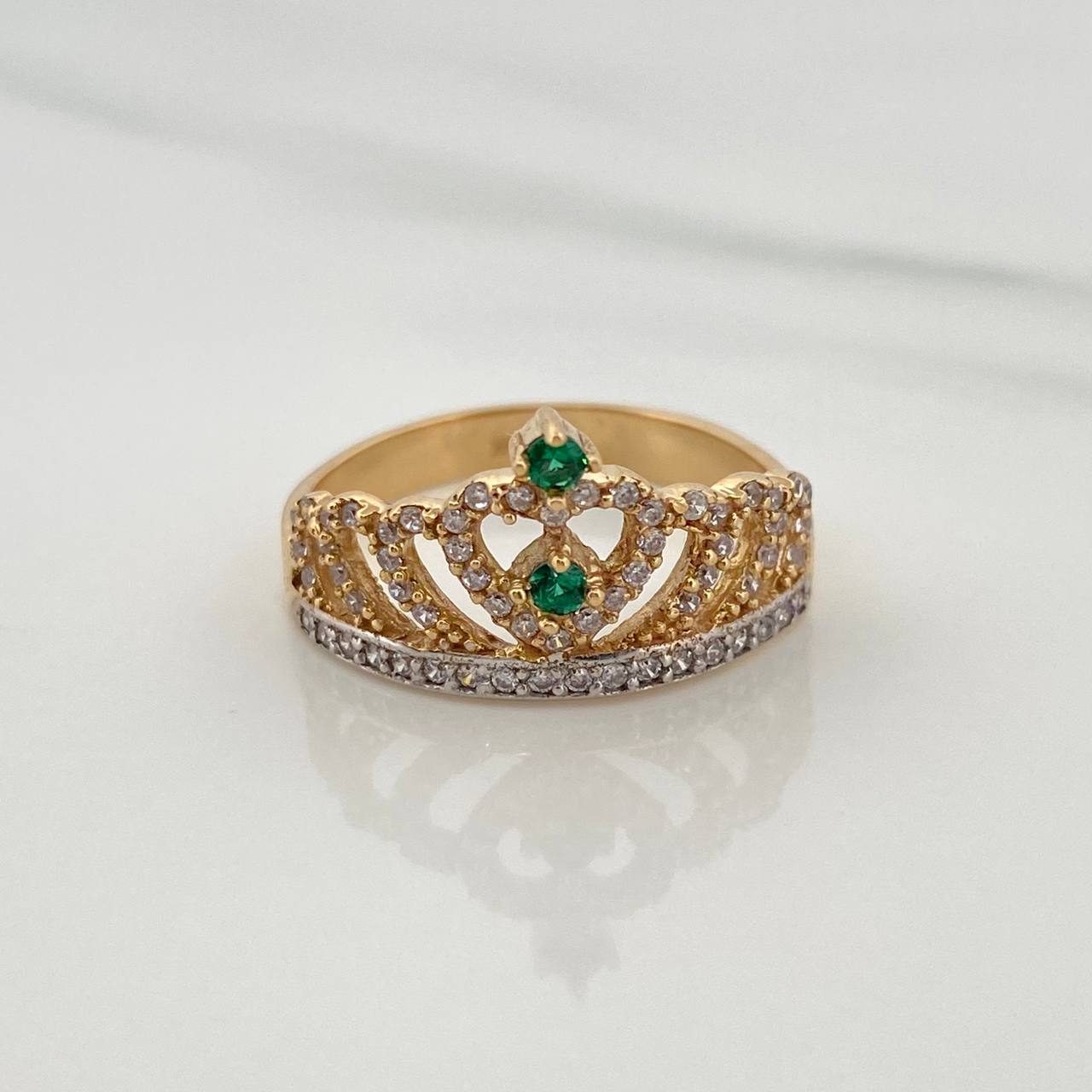 Anillo Corona 3.2gr / T6 3/4 / 3/4 in / Dos Oros Amarillo Blanco 18K $