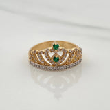 Anillo Corona 3.2gr / T6 3/4 / 3/4 in / Dos Oros Amarillo Blanco 18K $