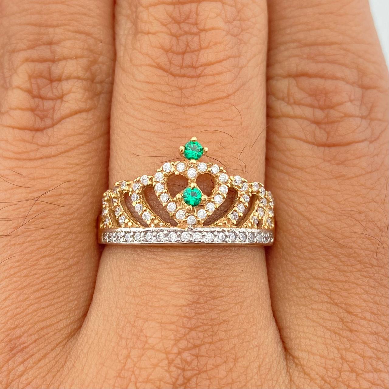 Anillo Corona 3.2gr / T6 3/4 / 3/4 in / Dos Oros Amarillo Blanco 18K $
