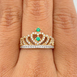 Anillo Corona 3.2gr / T6 3/4 / 3/4 in / Dos Oros Amarillo Blanco 18K $