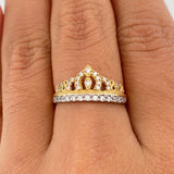 Anillo Tiara 2.15gr / T6 / 3/4 in / Dos Oros Amarillo Blanco 18K $