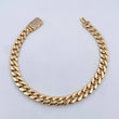 Cuban Links Bracelet 12.25gr / 20.1cm / 6.7mm White Zircons Lobster Claw 18K Yellow Gold Box &