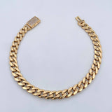 Cuban Links Bracelet 12.25gr / 20.1cm / 6.7mm White Zircons Lobster Claw 18K Yellow Gold Box &