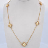 Cadena Espiga Trebol Gradual 9.15gr / 48.7cm-51.1cm / 1.5mm Diamantada Oro Amarillo 18K $