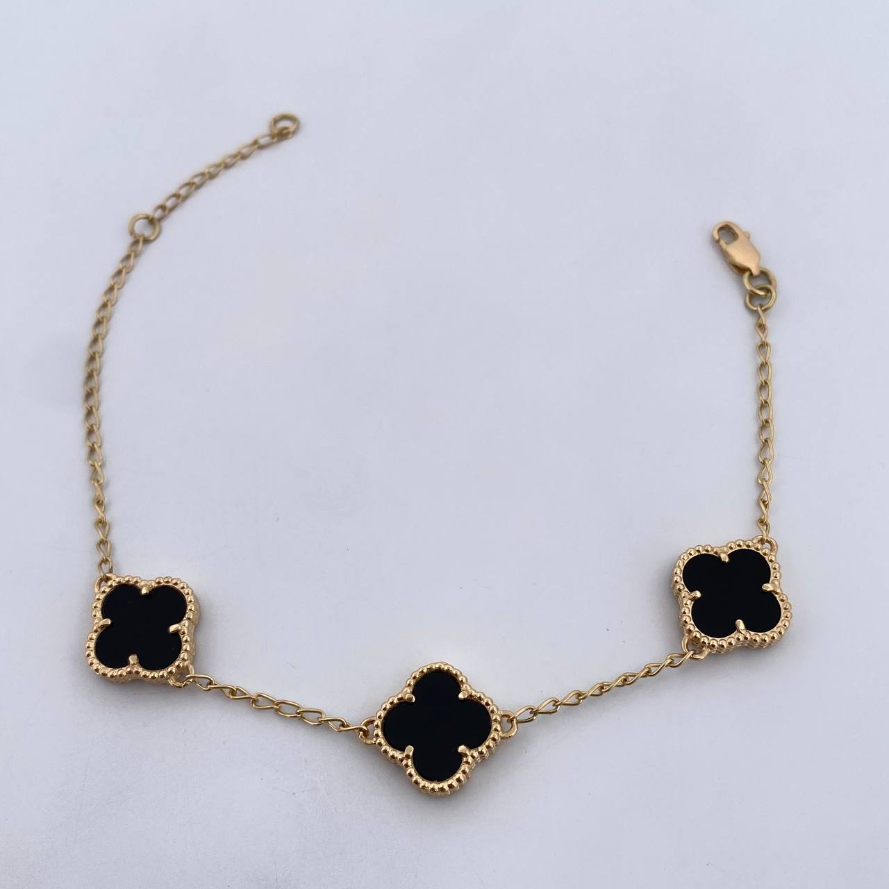 Bracelet Spike Clover Gradual 5.6gr / 16.5cm-18.8cm / 1.5mm Black Onyx 18K Yellow Gold $