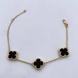 Bracelet Spike Clover Gradual 5.6gr / 16.5cm-18.8cm / 1.5mm Black Onyx 18K Yellow Gold $