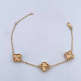 Pulso Espiga Trebol Gradual 4.7gr / 16.2cm-19cm / 1.4mm Diamantado Oro Amarillo 18K $