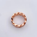 Cuban Ring 16.6gr / Size 9 1/2 / White Zircons 18K Rose Gold $