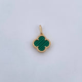 Dije Trebol  1.5gr / 1.9cm / Malaquita Verde Oro Amarillo 18K $