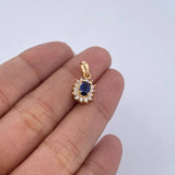 Dije Halo 1.35gr / 1.8cm / Circones Azul Blancos Oro Amarillo 18K &