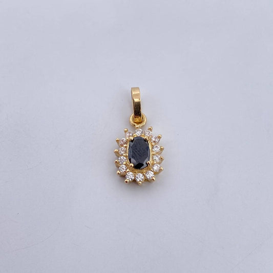 Pendant Halo 1.35gr / 1.8cm / Black White Zircons 18K Yellow Gold &