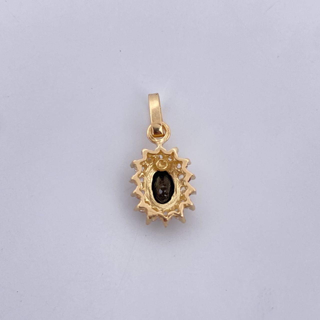 Pendant Halo 1.35gr / 1.8cm / Black White Zircons 18K Yellow Gold &