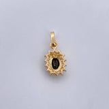 Pendant Halo 1.35gr / 1.8cm / Black White Zircons 18K Yellow Gold &