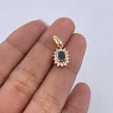 Pendant Halo 1.35gr / 1.8cm / Black White Zircons 18K Yellow Gold &