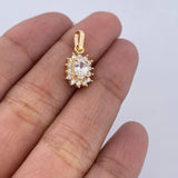 Dije Halo 1.4gr / 1.8cm / Circones Blancos Oro Amarillo 18K &