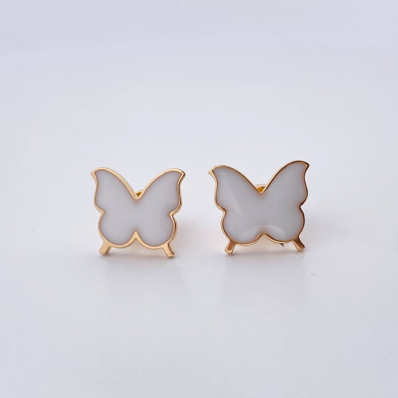 Stud Earrings Mariposa 2.4gr / Electrostatic White 18K Yellow Gold &