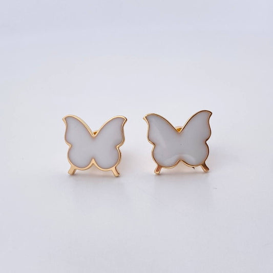 Stud Earrings Mariposa 2.4gr / Electrostatic White 18K Yellow Gold &
