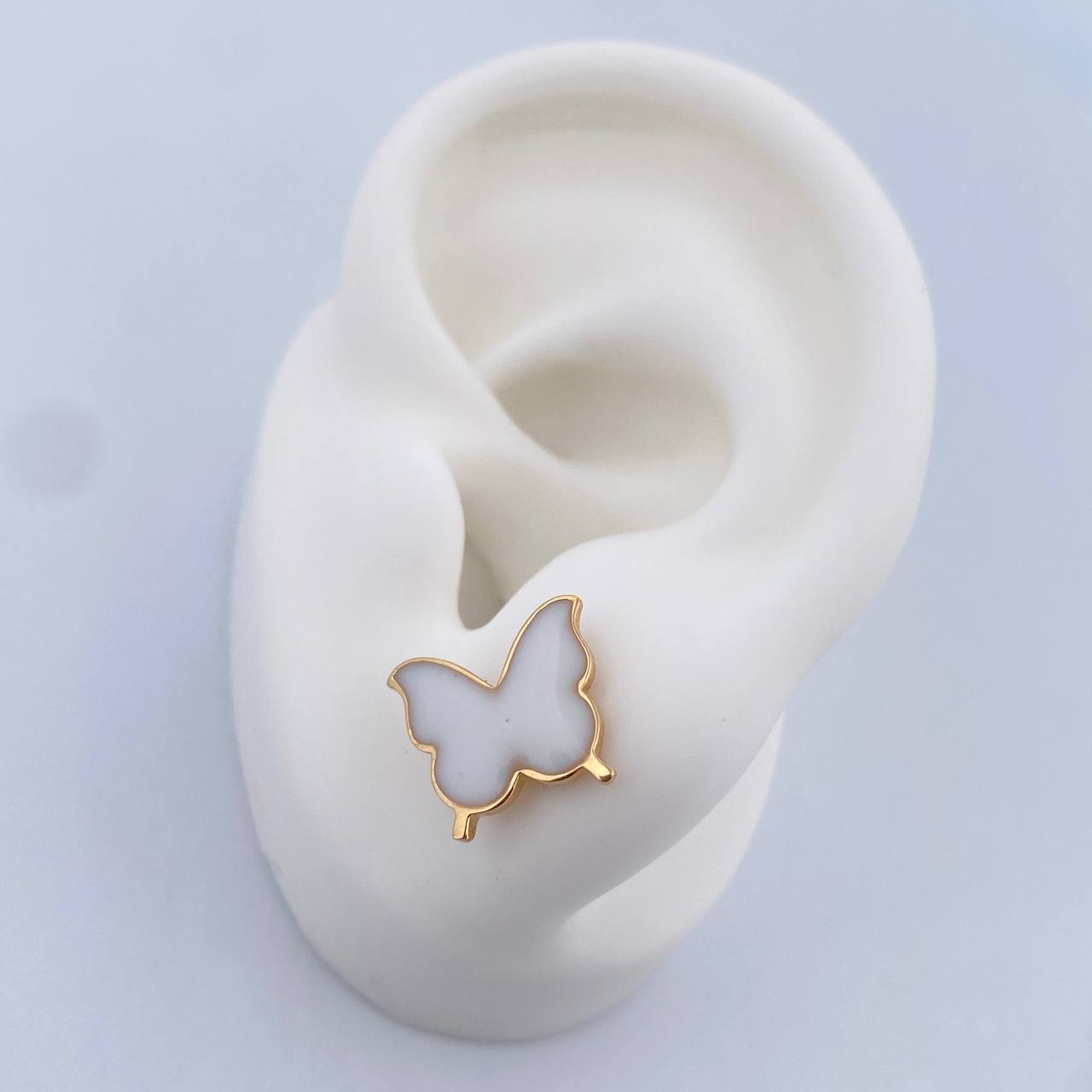 Stud Earrings Mariposa 2.4gr / Electrostatic White 18K Yellow Gold &