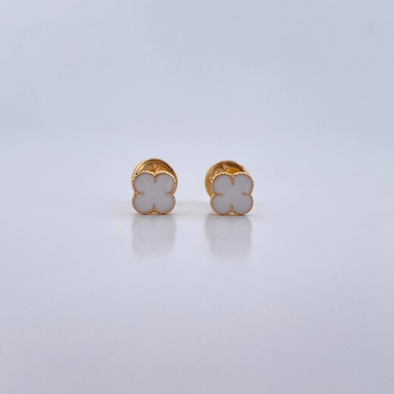 Topos Trebol 0.65gr / Electroestatico Blanco Oro Amarillo 18K $