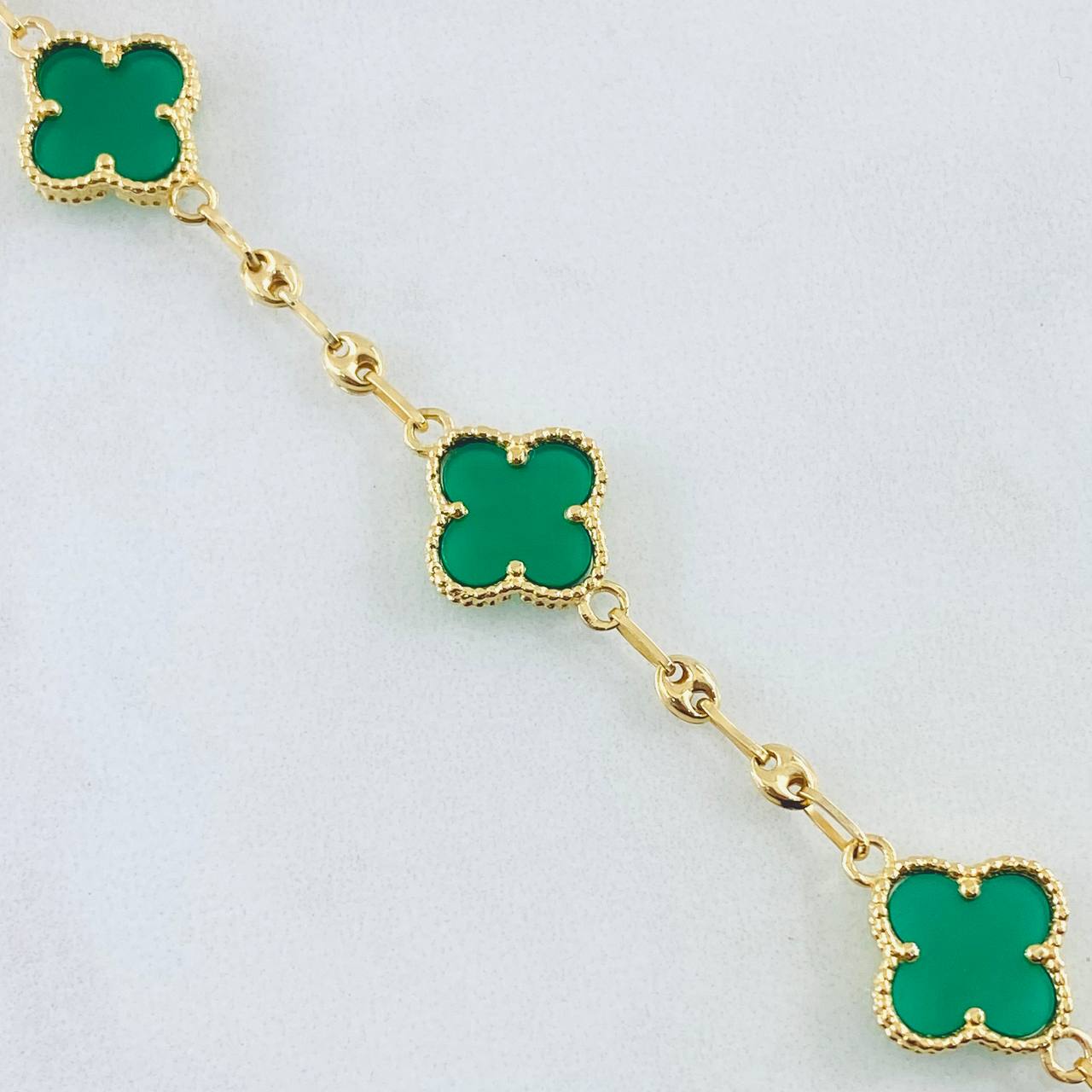 Bracelet GC Clover Green 5.7gr / 8.3in / 18K Yellow Gold Nac.Esp. ©