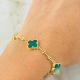 Bracelet GC Clover Green 5.7gr / 8.3in / 18K Yellow Gold Nac.Esp. ©