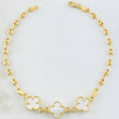 Bracelet GC White Clover 4.95gr / 7.3in / 18K Yellow Gold Nac.Esp. ©
