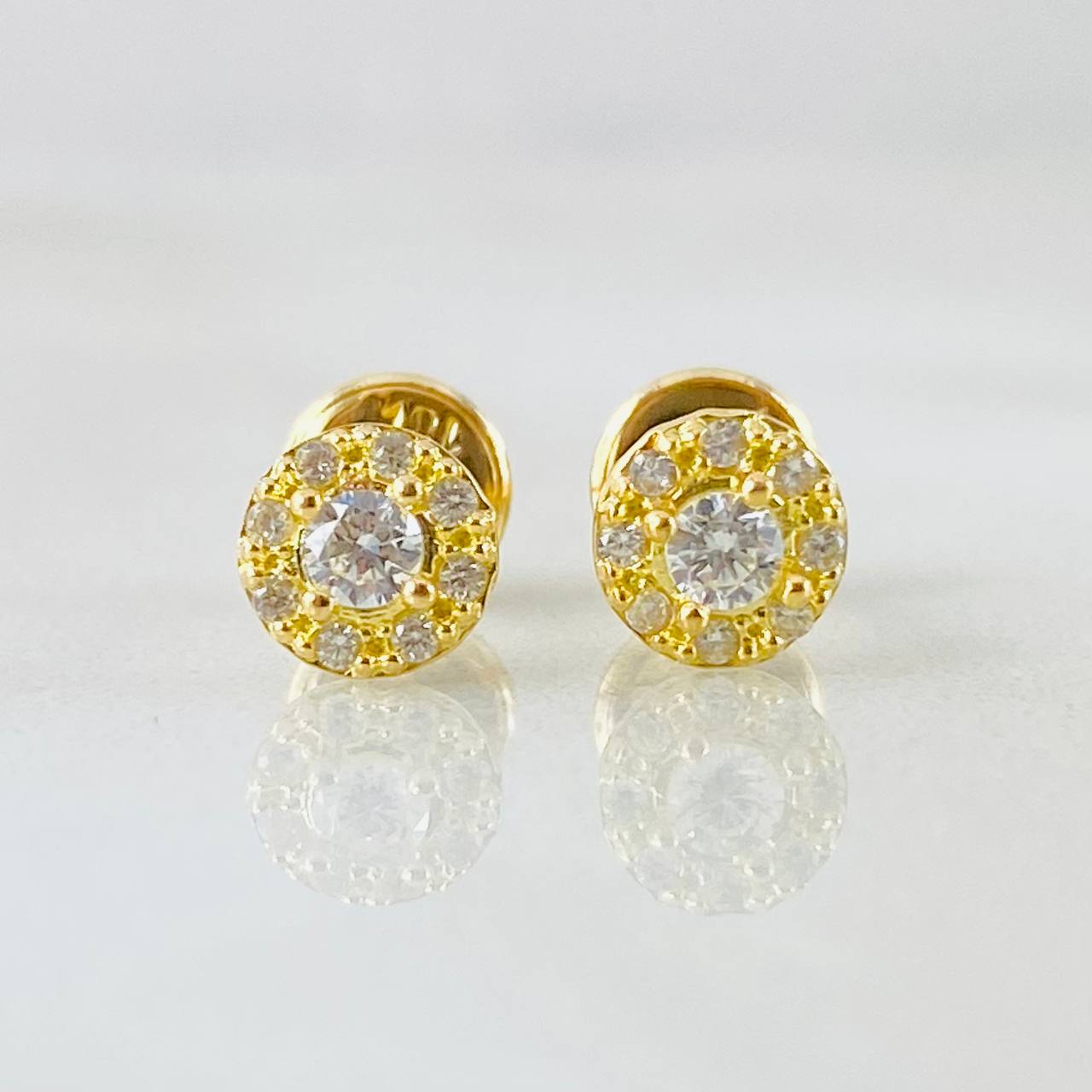 Stud Earrings Halo 0.95gr / 5mm 18K Yellow Gold *