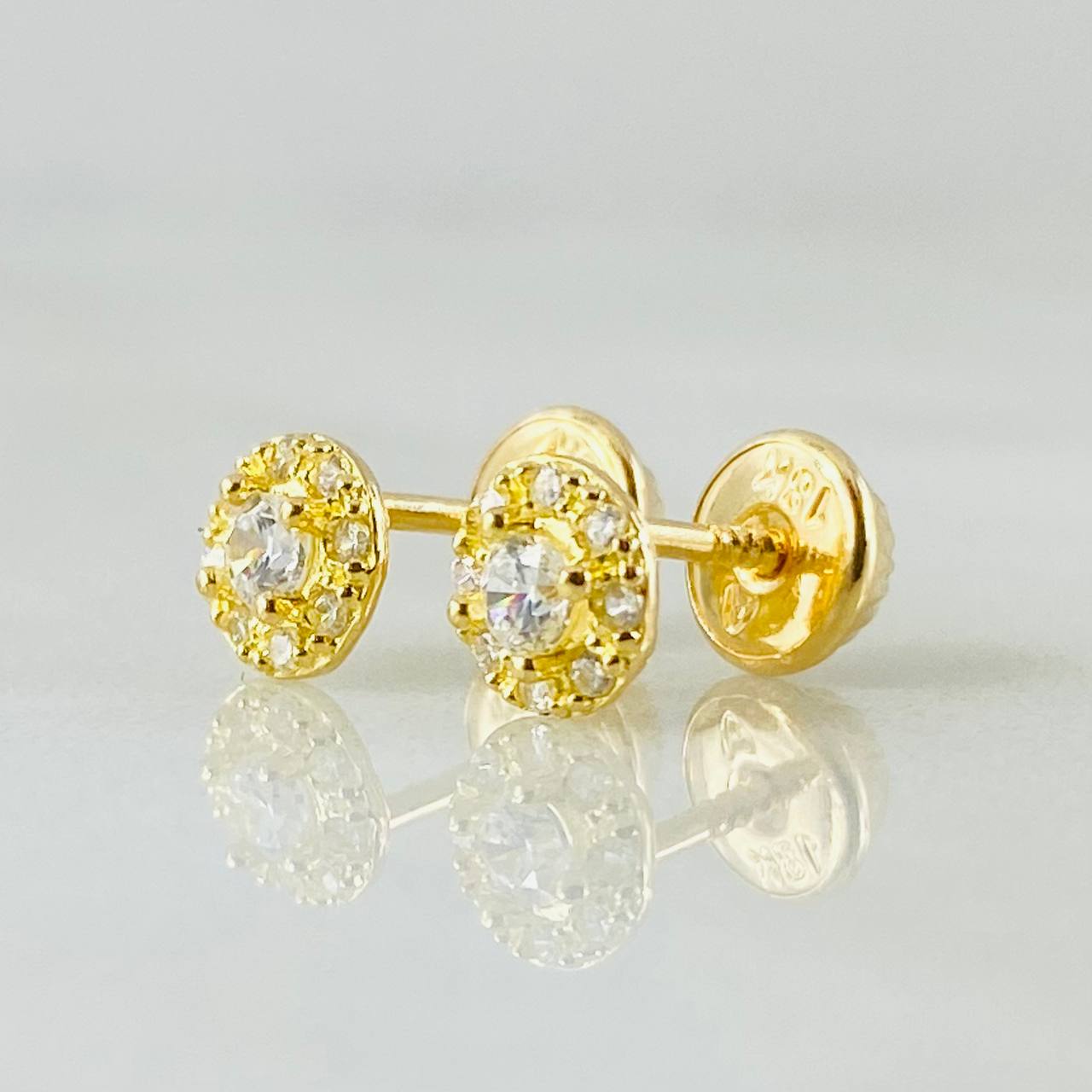 Stud Earrings Halo 0.95gr / 5mm 18K Yellow Gold *