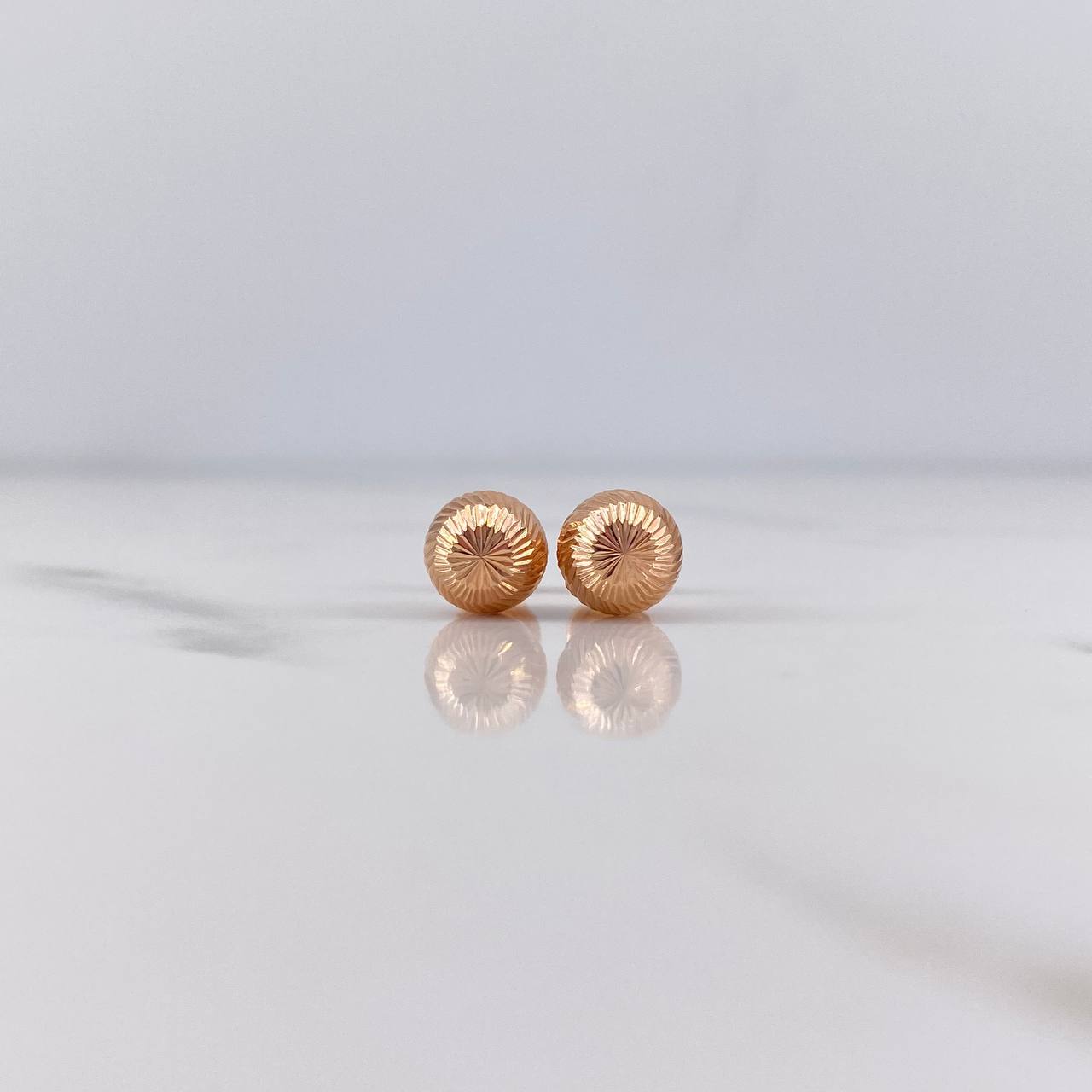 Stud Earrings Bead 0.85gr / 7mm Diamond Cut 18K Rose Gold $