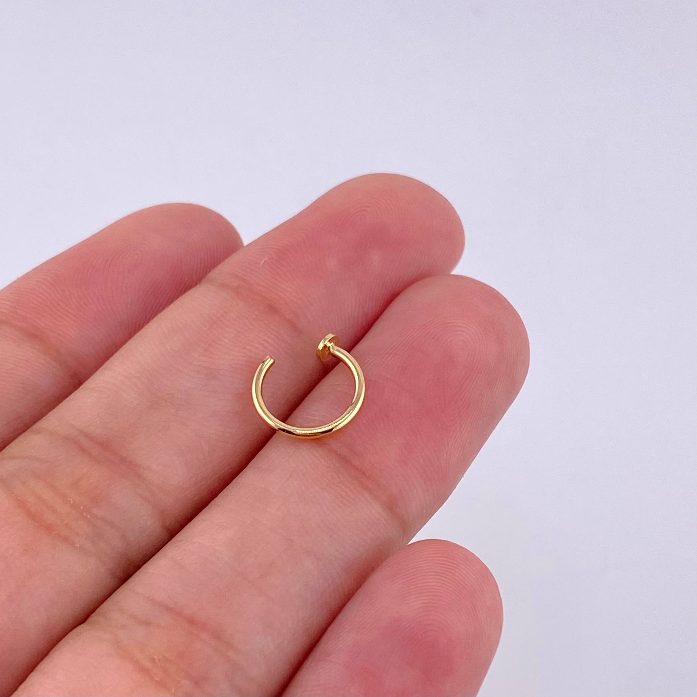 Piercing Earcuff Simulador Circular 0.3 g / 1/2 in Oro Amarillo 18K