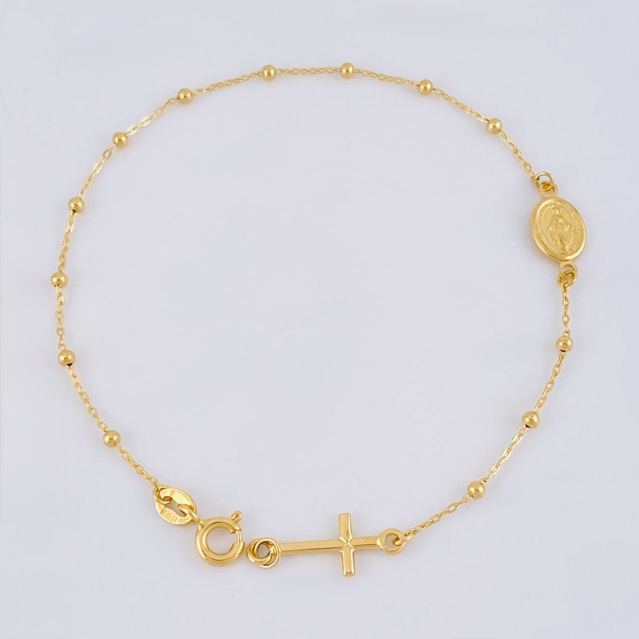 Pulso Denario Virgen Milagrosa 1.65 g / 7 in / 1.8 mm Oro Amarillo 18K