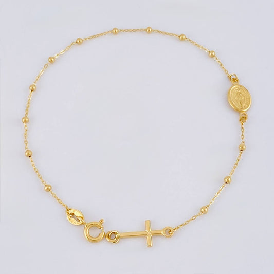 Bracelet Denario Miraculous Virgin 1.7 g / 7 1/4 in / 1.8 mm Yellow Gold 18K