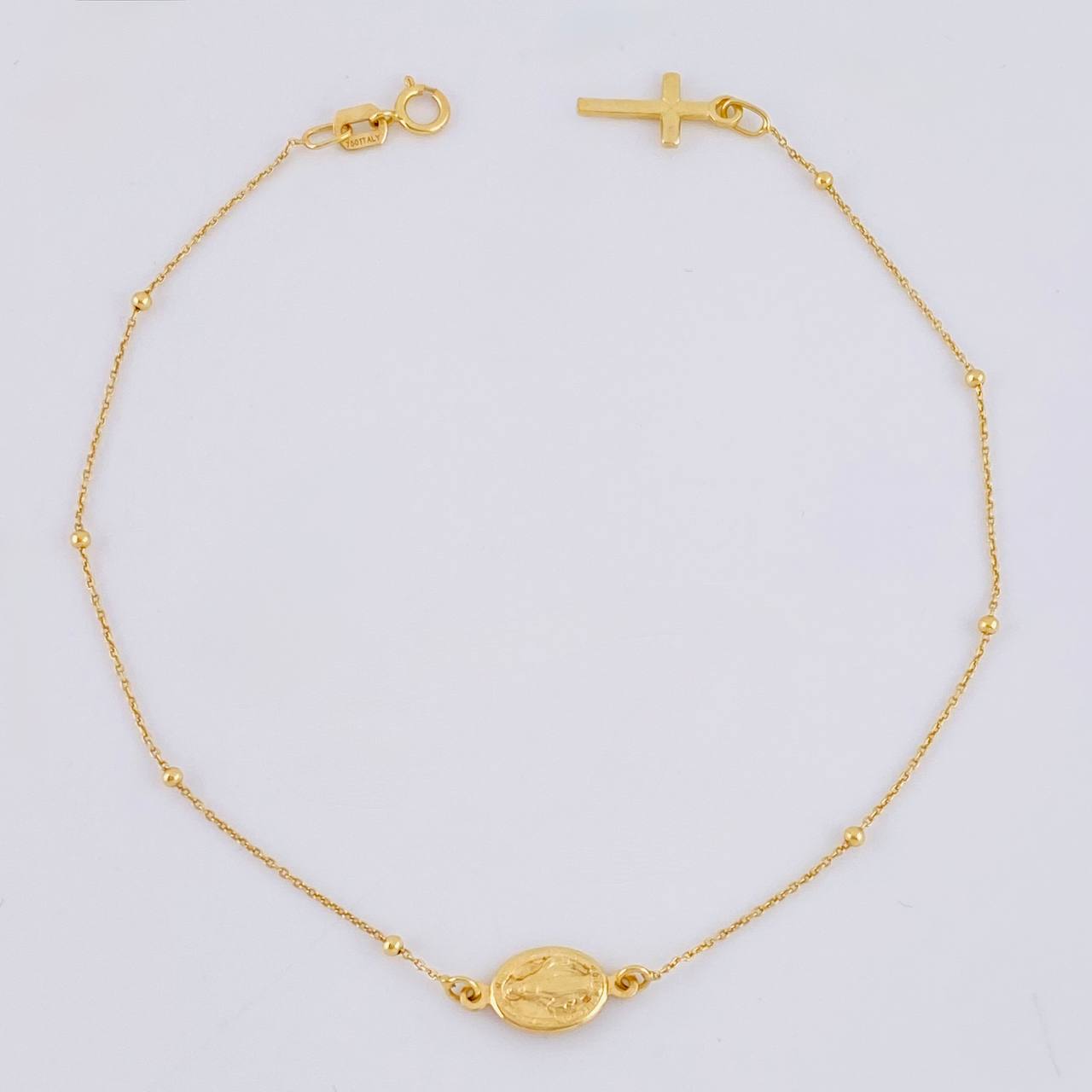 Pulso Denario Virgen Milagrosa 1.5 g / 8 in / 1.5 mm Oro Amarillo 18K