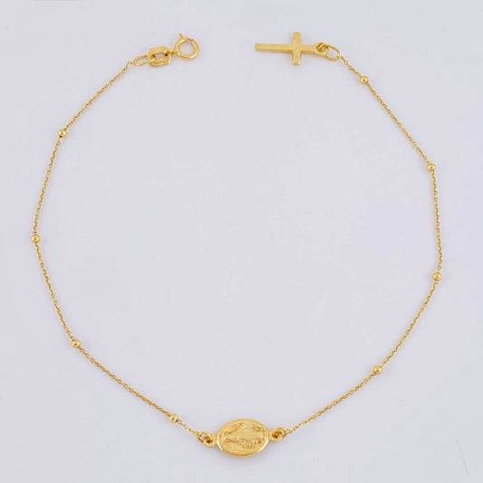 Bracelet Denario Miraculous Virgin 1.5 g / 8 in / 1.5 mm Yellow Gold 18K