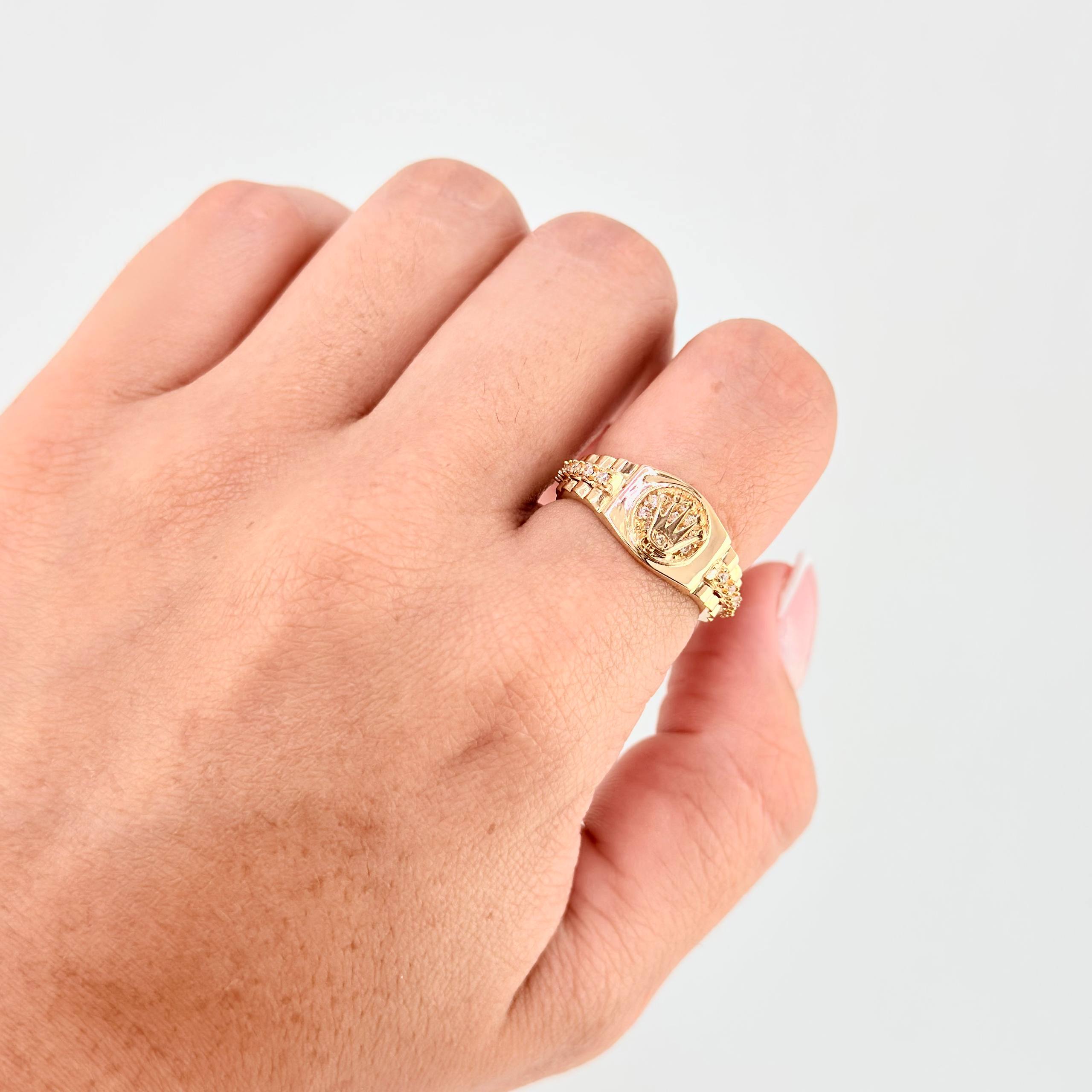 Anillo Correa Corona 4.55gr / T7 / Oro Amarillo 18K ©